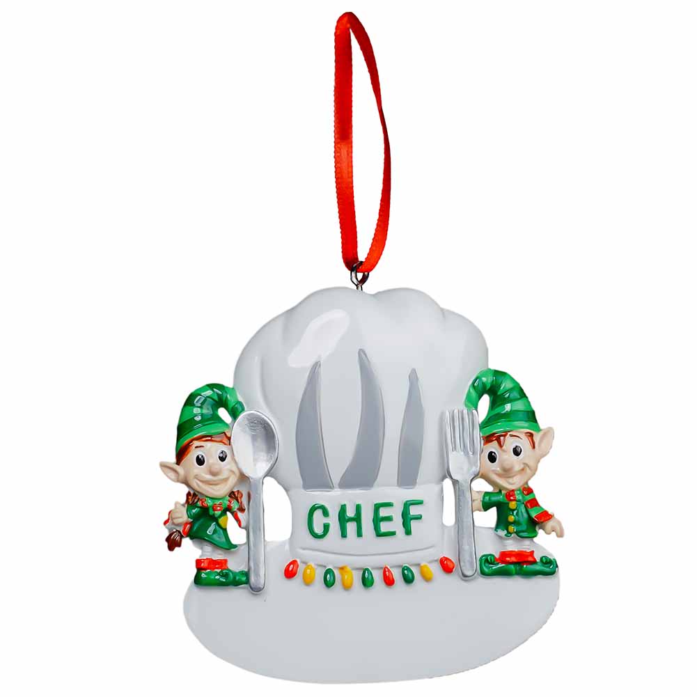 Pendente personalizzabile Elfetto e Elfetta con cappello Chef Elfidea 1