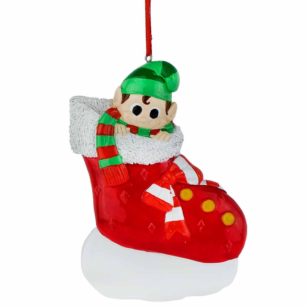 Pendente personalizzabile Primo Natale Elfetto scarpa rossa Elfidea 1