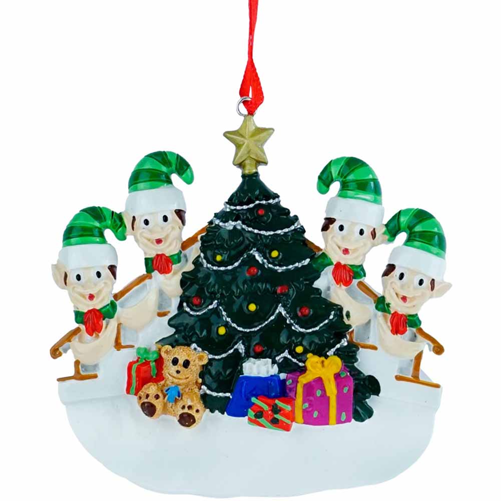 Pendente personalizzabile Quattro Elfetti con Albero e regali Elfidea 1