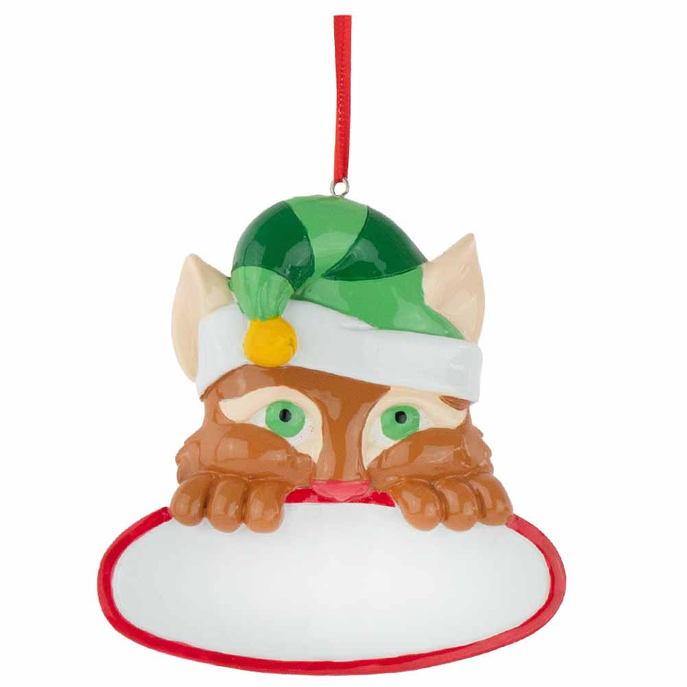 Pendente personalizzabile Gattino con cappello natalizio Elfidea 1