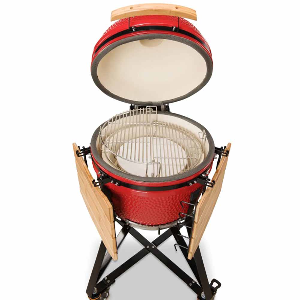 Kamado Bono Media Barbecue Kamado 52 cm Rosso con Sistema di Cottura Dual Zone 3