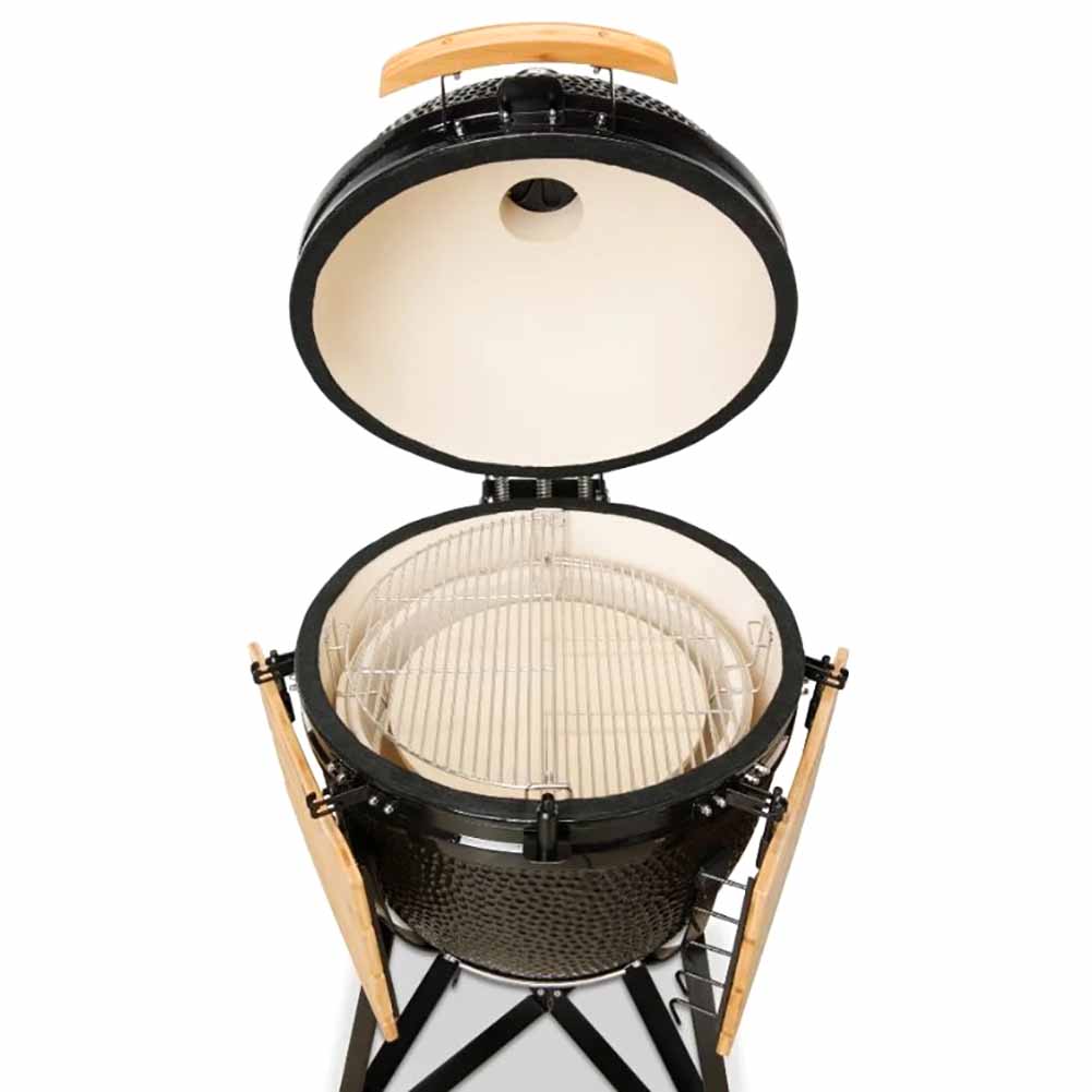 Kamado Bono Grande Barbecue Kamado 59 cm Nero con Sistema di Cottura Dual Zone 3