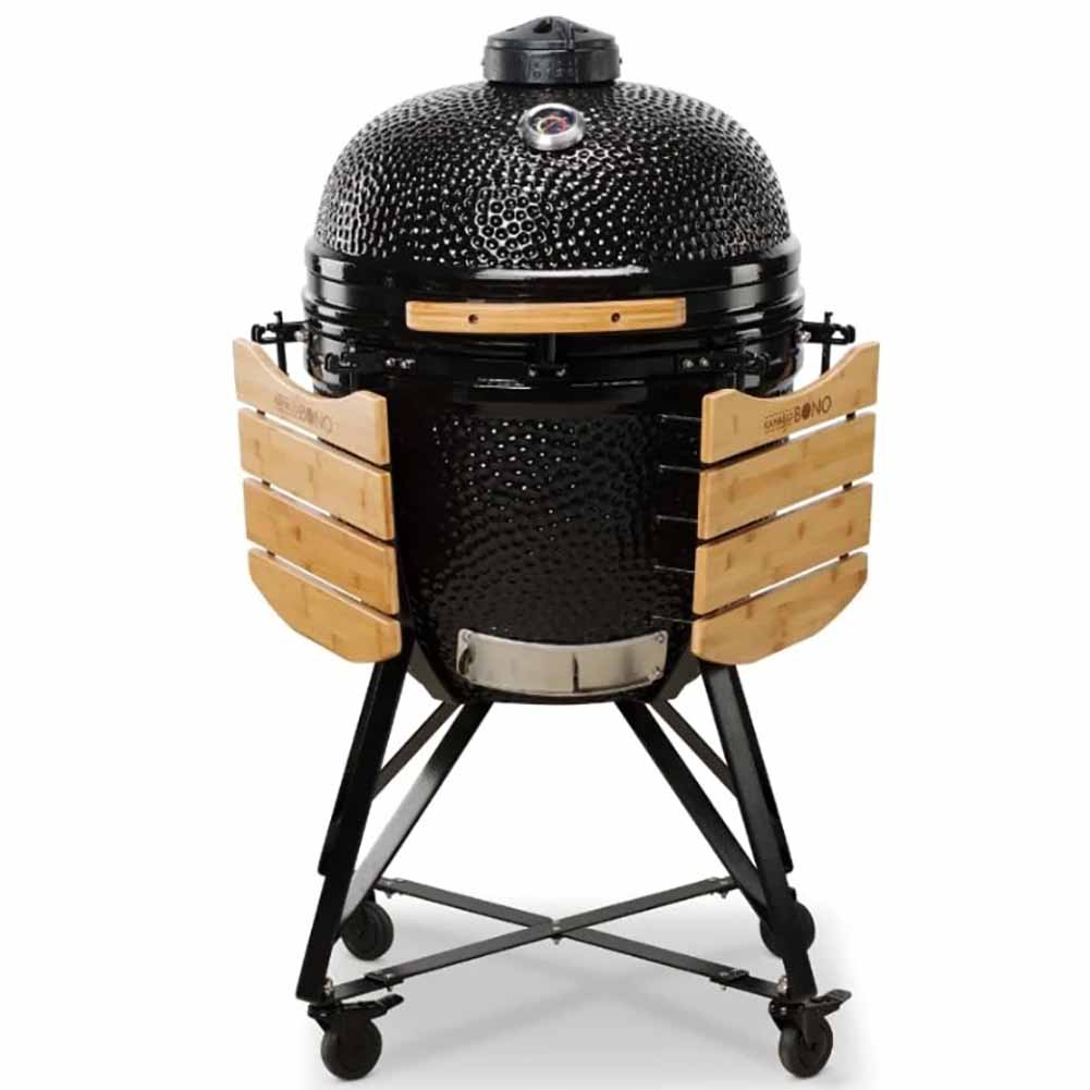 Kamado Bono Grande Barbecue Kamado 59 cm Nero con Sistema di Cottura Dual Zone 4