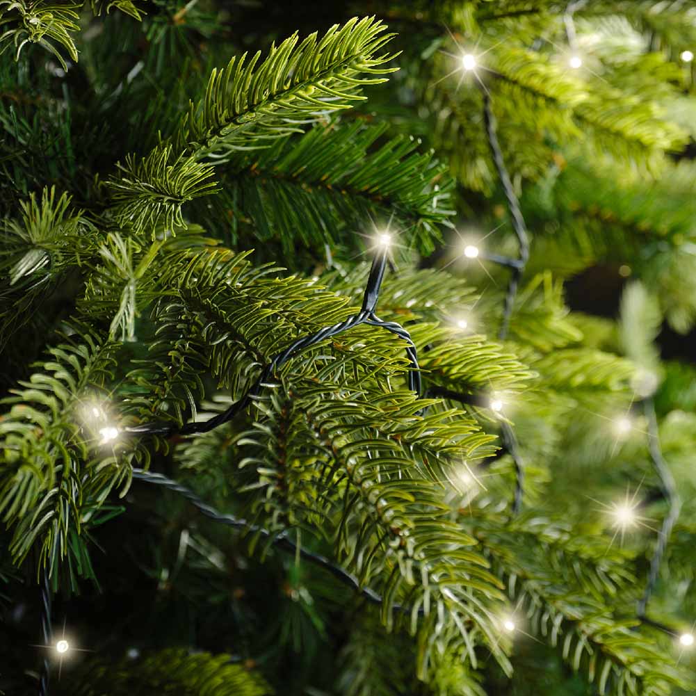 Catena luminosa a batteria 192 led luce calda filo verde con giochi di luce14,3m 3