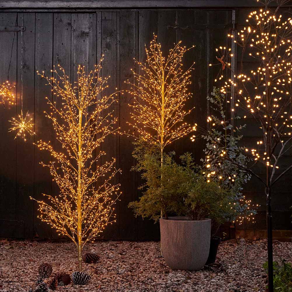Figura luminosa Albero Stilizzato oro 1350 Micro led luce calda classica 150cm 3