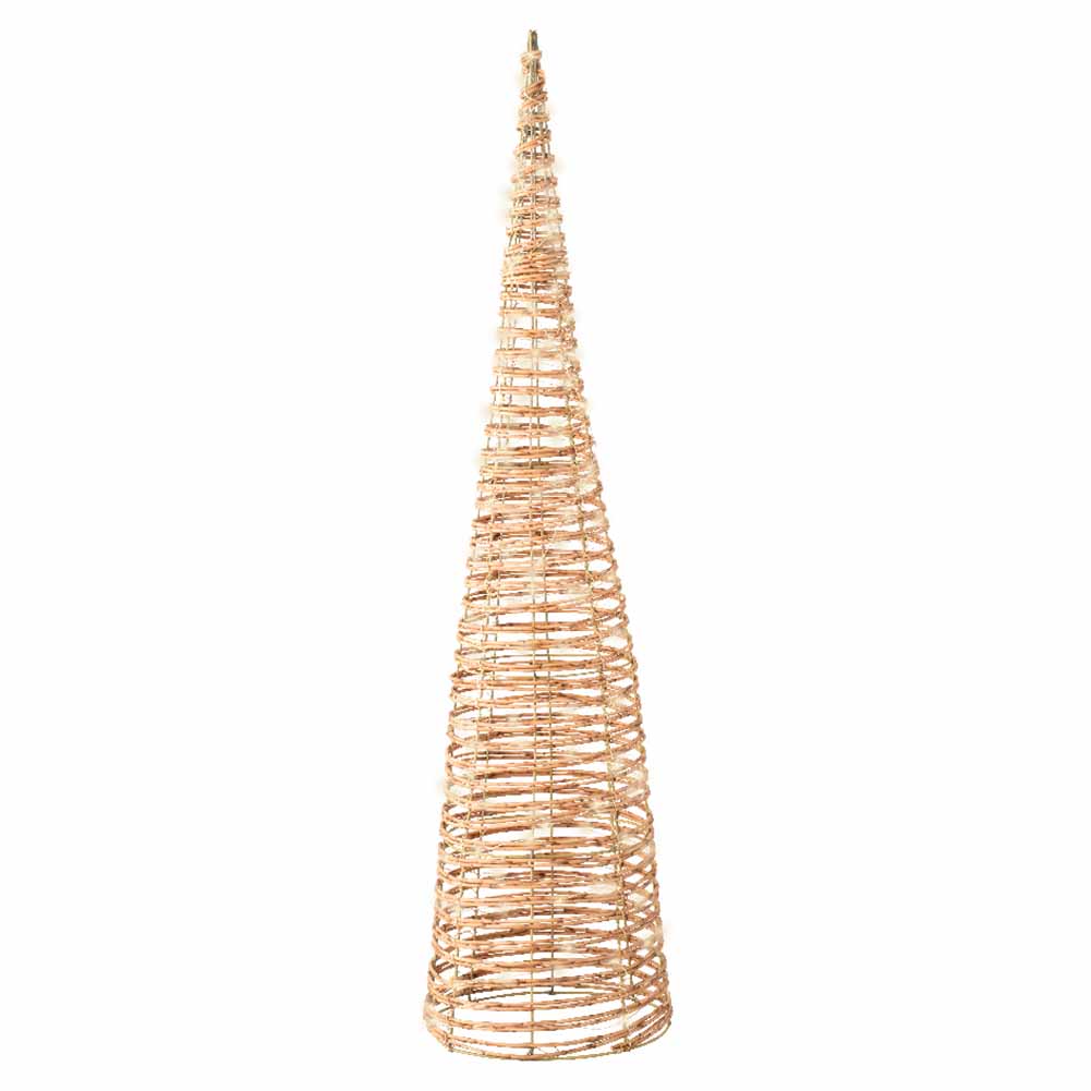 Figura luminosa Albero di Natale a cono in rattan 80 Micro led luce calda 60cm 3