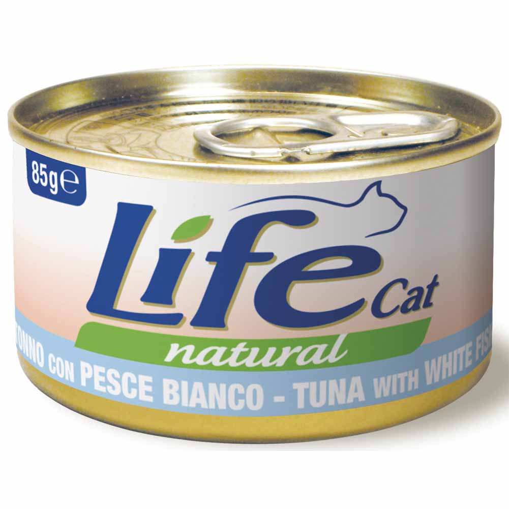 Life Cat Natural Tonno e Pesce Bianco cibo umido per gatti adulti 85g 1