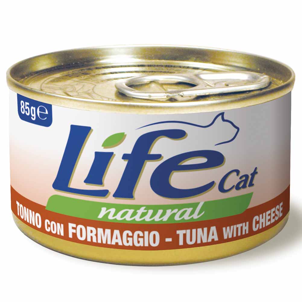 Life Cat Natural Tonno con Formaggio cibo umido per gatti adulti 85g 1