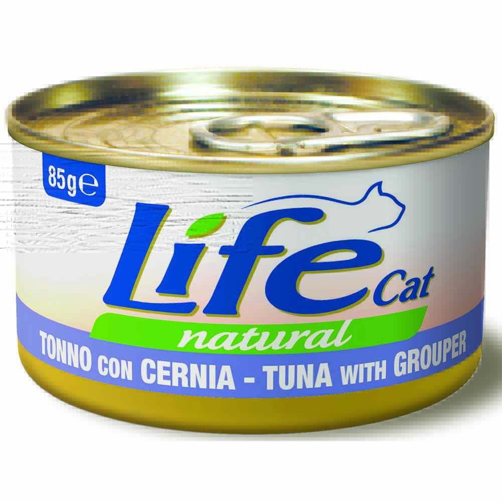Life Cat Natural Tonno con Cernia cibo umido per gatti adulti 85g 1