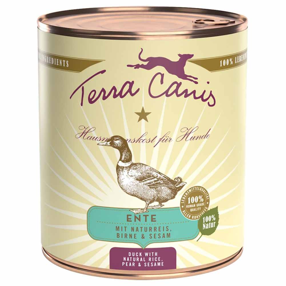 Terra Canis Classic anatra con riso integrale, barbabietola rossa, pera e sesamo 800 g Cibo umido per cani 1