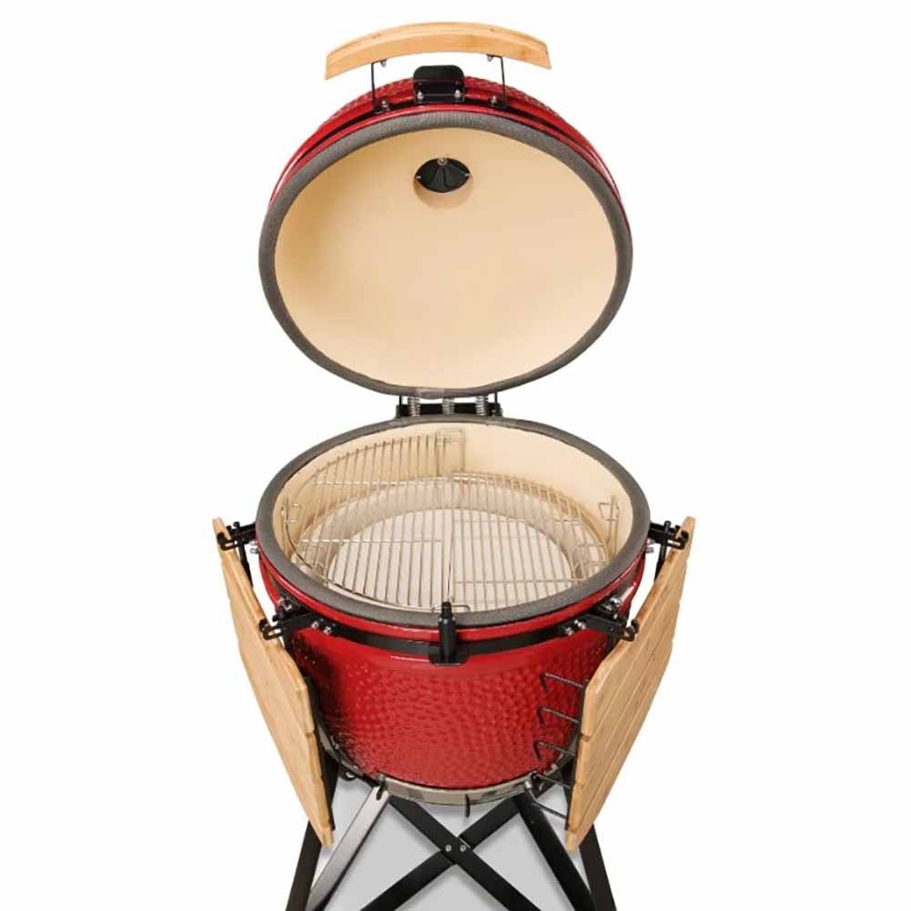 Kamado Bono Grande Barbecue Kamado 59 cm Rosso con Sistema di Cottura Dual Zone 3