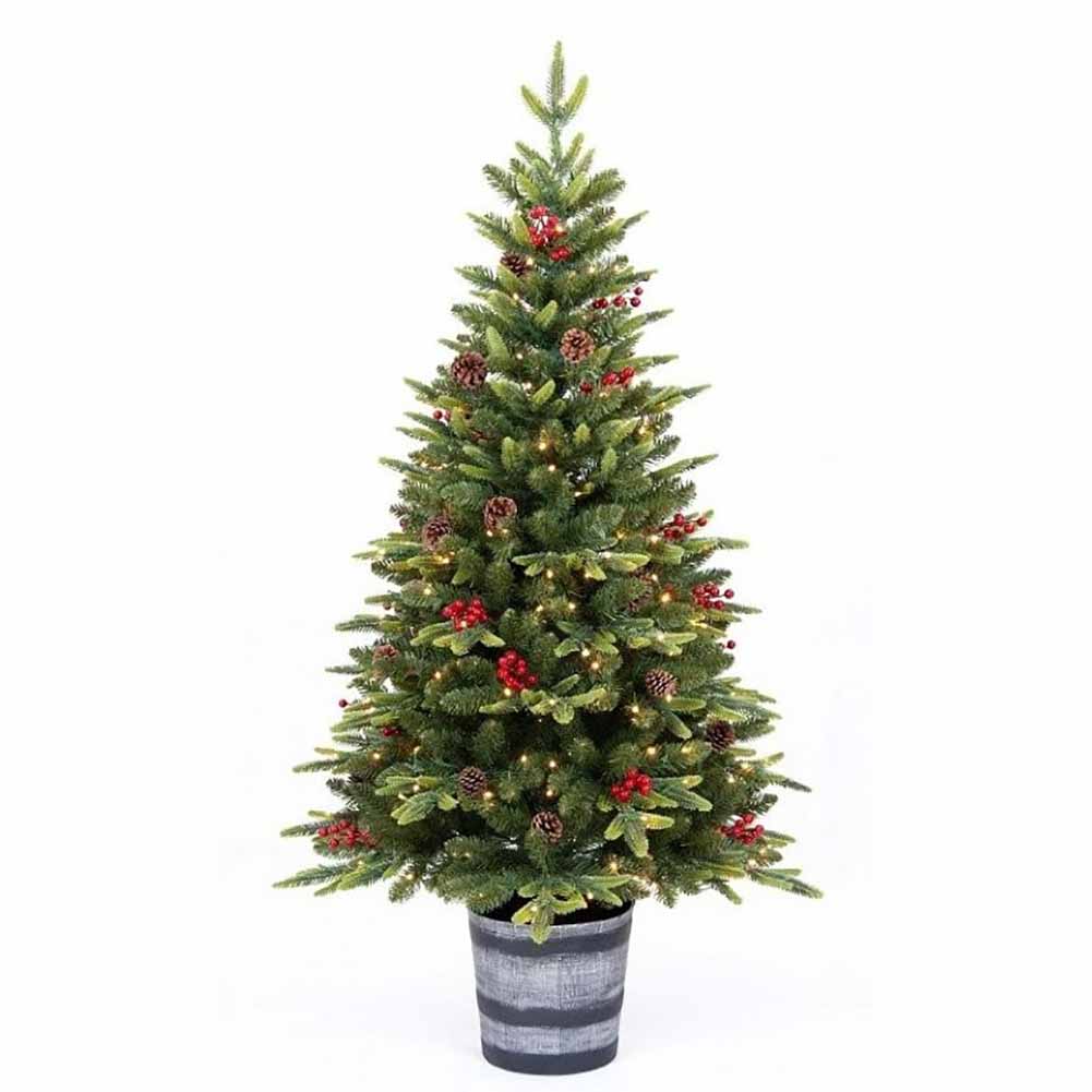 Albero di Natale illuminato Abete con pigne e bacche 120 150led 1