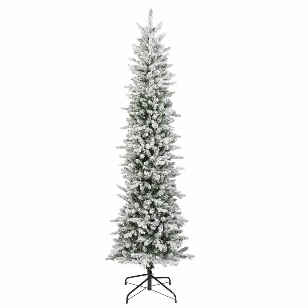 Albero Di Natale Innevato H.210 Cm Con Apertura Ad Ombrello