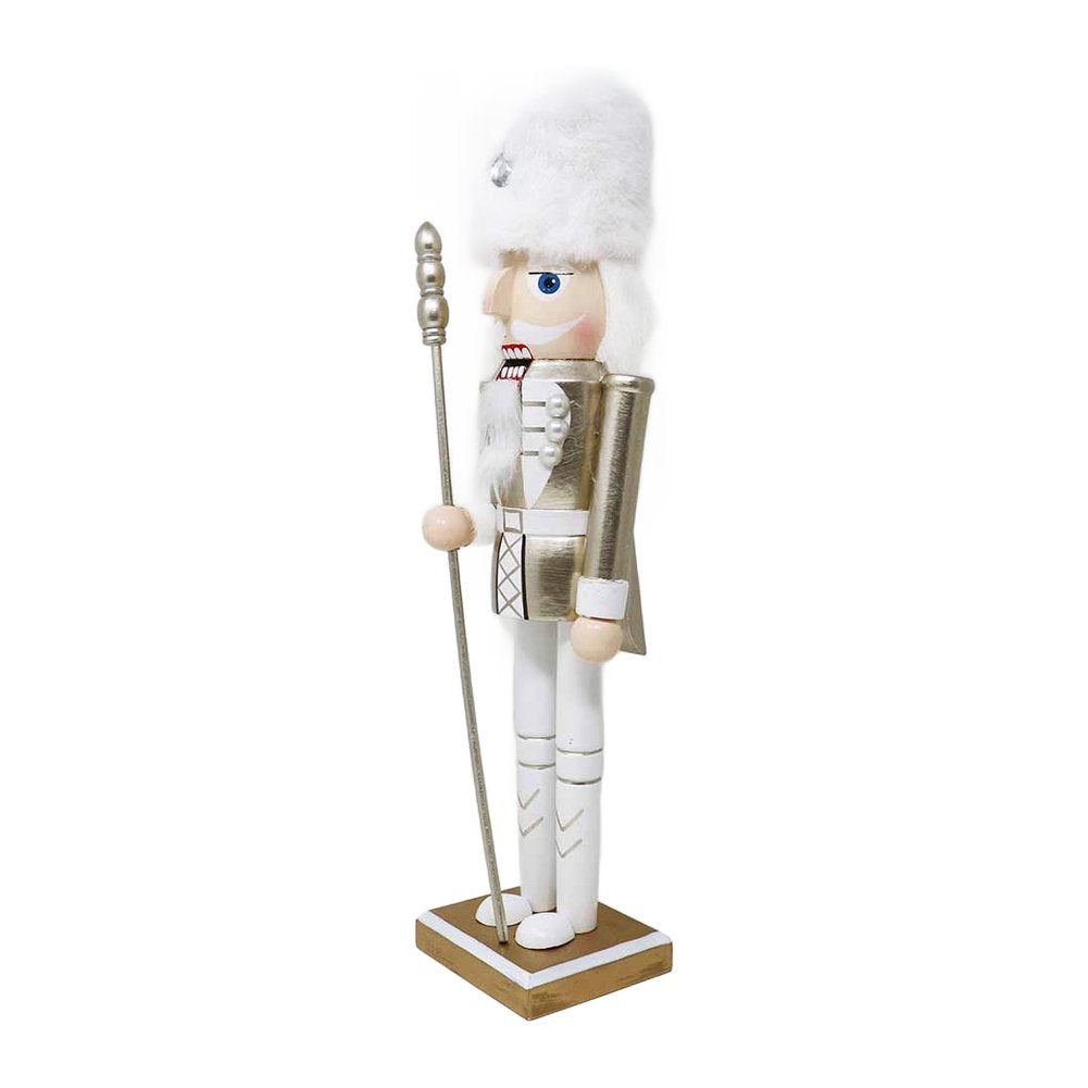 Soldatino schiaccianoci in legno bianco e oro We Love Christmas 60 cm assortito 3