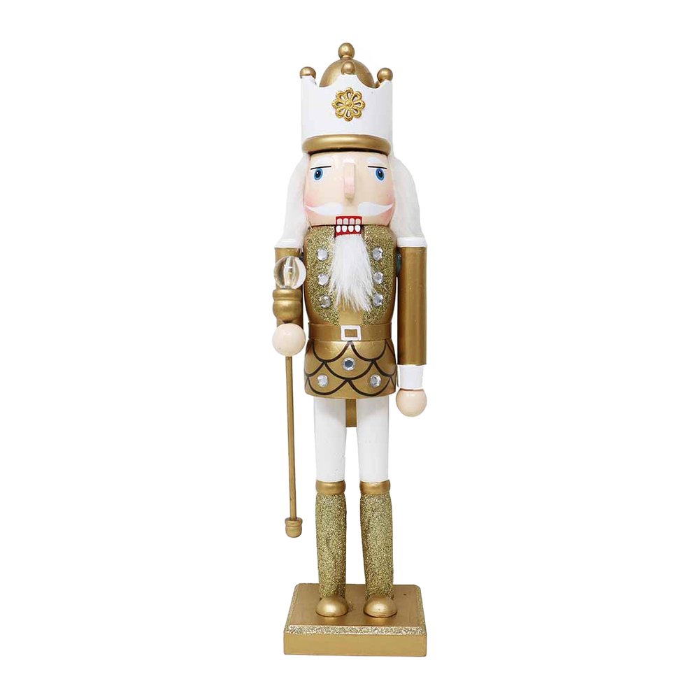 Soldatino schiaccianoci in legno bianco e oro We Love Christmas 30 cm assortito 7