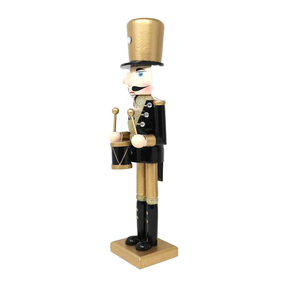 Soldatino schiaccianoci in legno nero e oro We Love Christmas 30 cm assortito 3