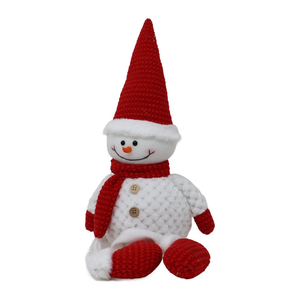 Pupazzo di neve gambe molli bianco e rosso We Love Christmas 60 cm 1