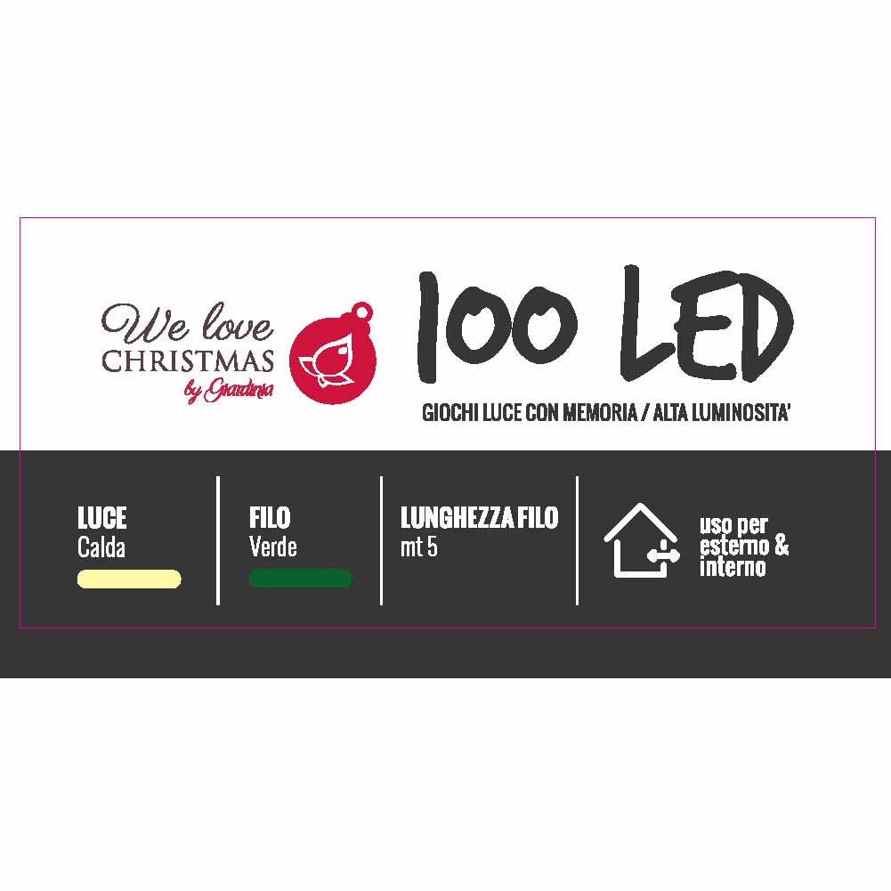 Catena luminosa 100 led Luce calda con giochi di luce filo verde 2