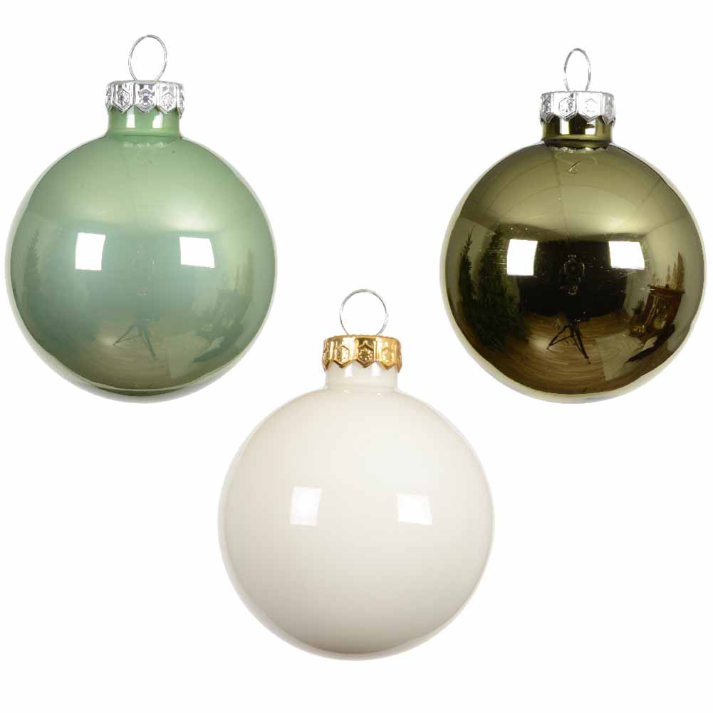 Confezione di 16 palline di Natale in vetro Mix Bianco verde Matcha e Rosmarino 8cm 2
