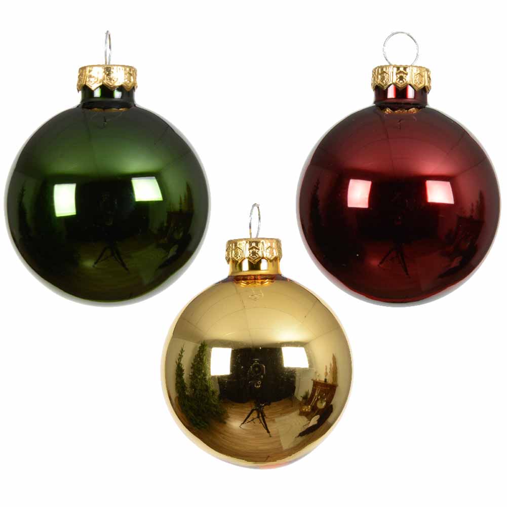 Confezione di 16 palline di Natale in vetro Mix rosso Oro verde 8cm 2