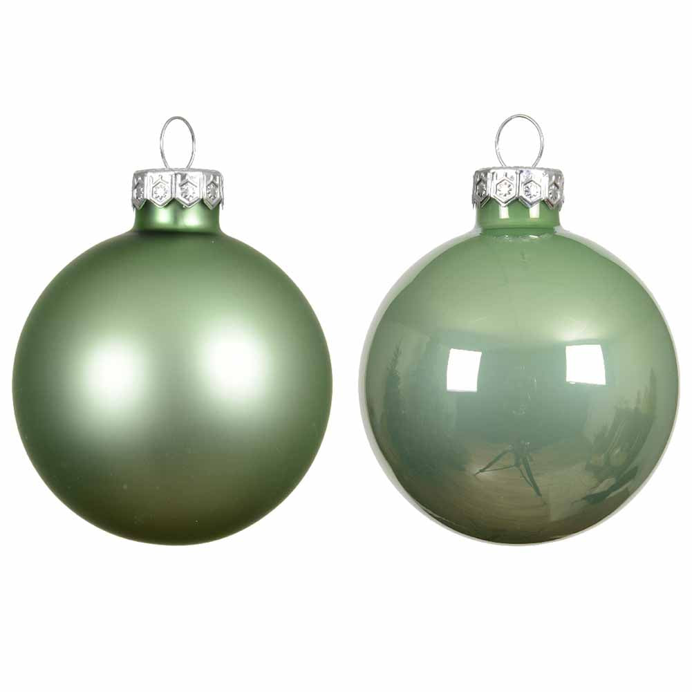 Confezione di 10 palline di Natale in vetro verde matcha 6cm 2