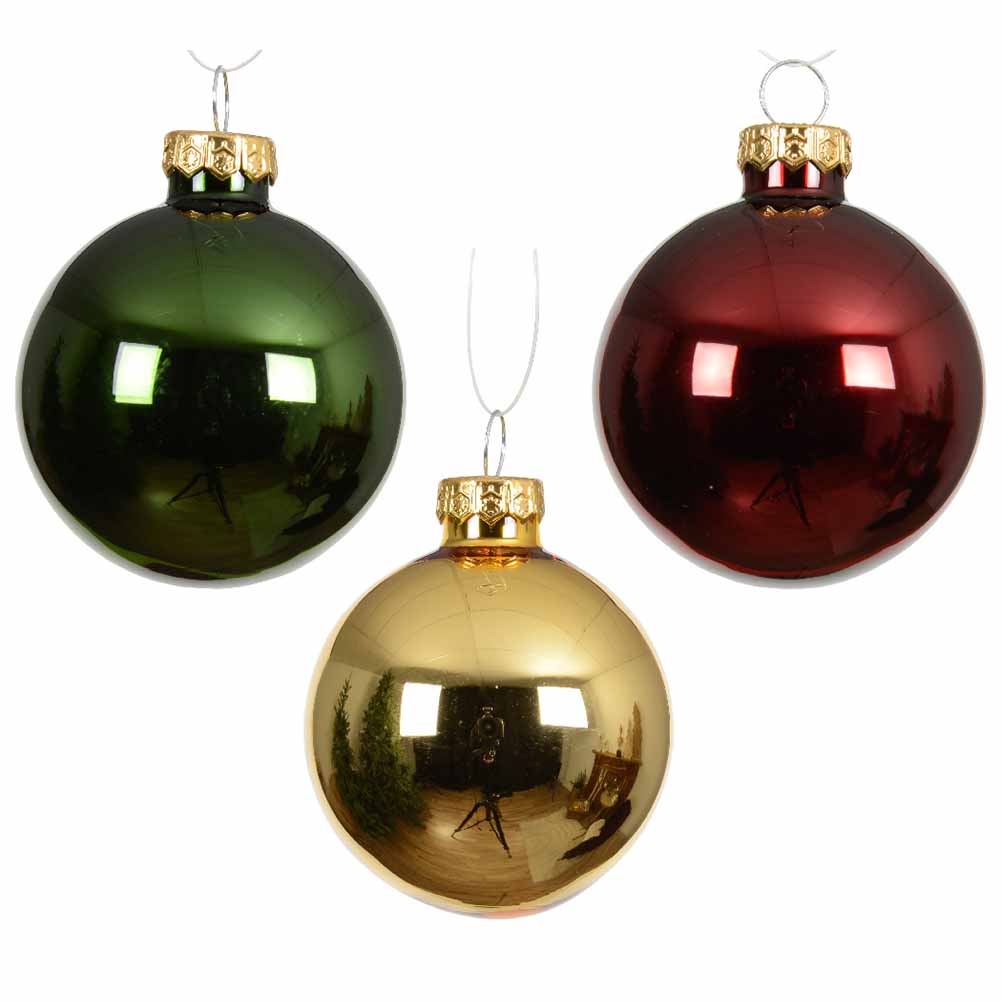 Confezione di 49 palline di Natale in vetro Mix rosso Oro verde 6cm 2