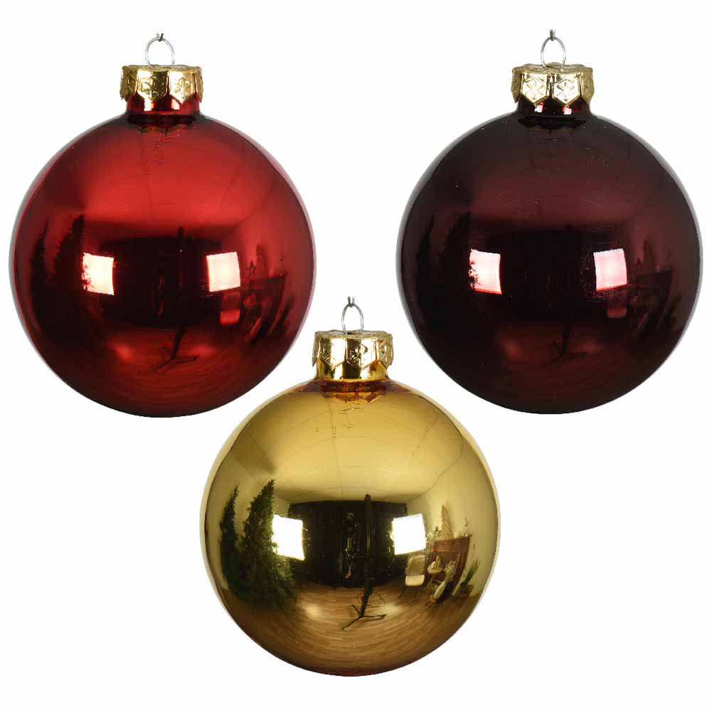 Confezione di 16 palline di Natale in vetro Mix Oro rosso 8cm 2