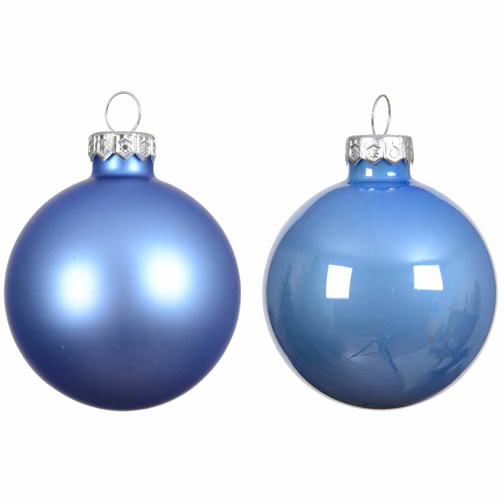 Confezione di 10 palline di Natale in vetro sky blue 6cm 2