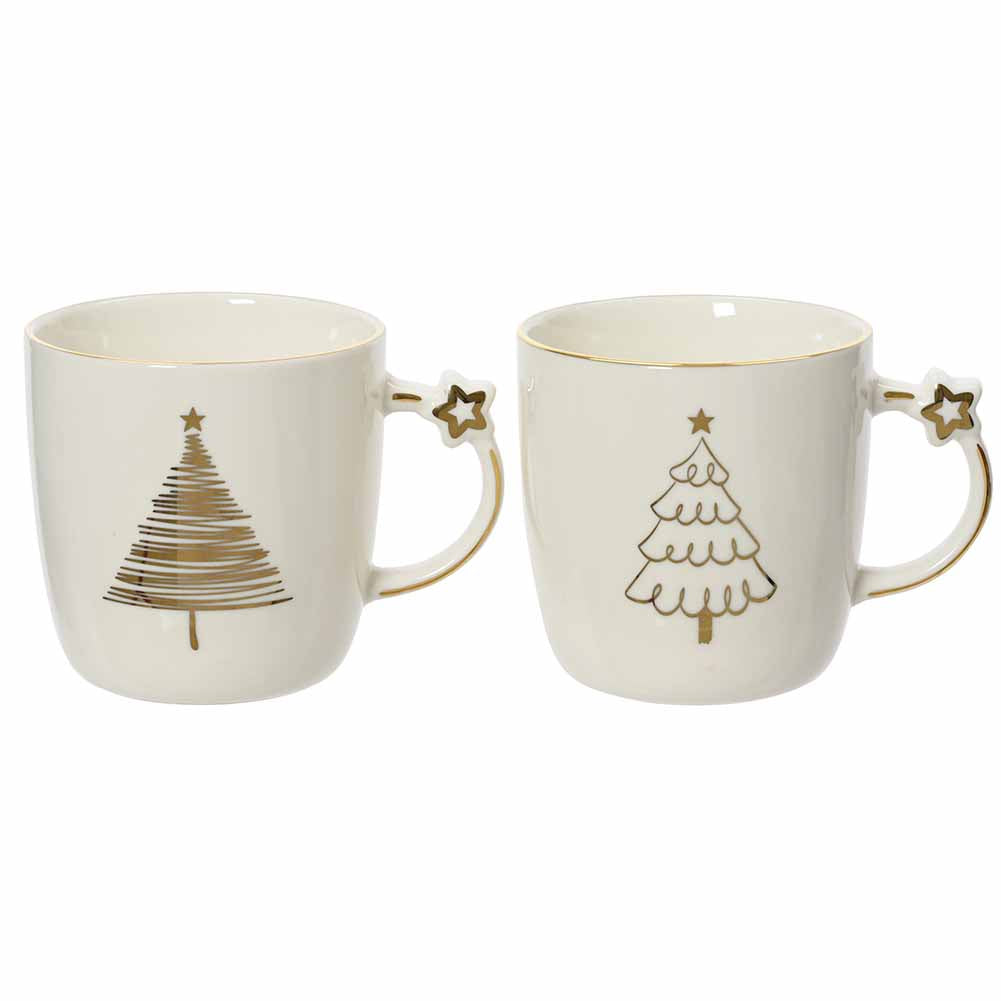 Tazza mug bianca con albero di Natale oro 9cm 1 pezzo