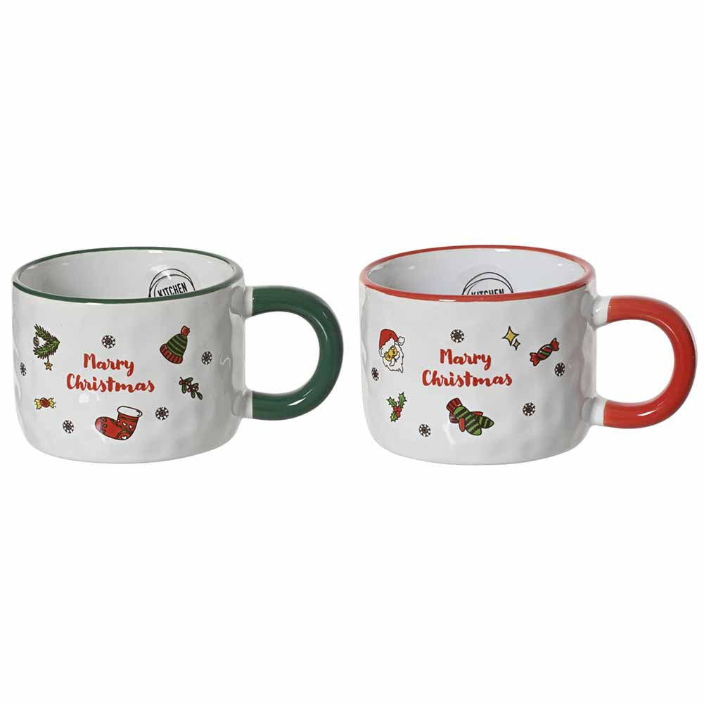 Tazza mug bassa con scritta e decori natalizi 1 pezzo