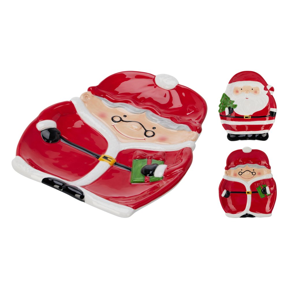 Piatto in dolomite Babbo Natale e Mamma Natale in rilievo 26,5x22 cm – 1 pezzo, soggetto assortito 1