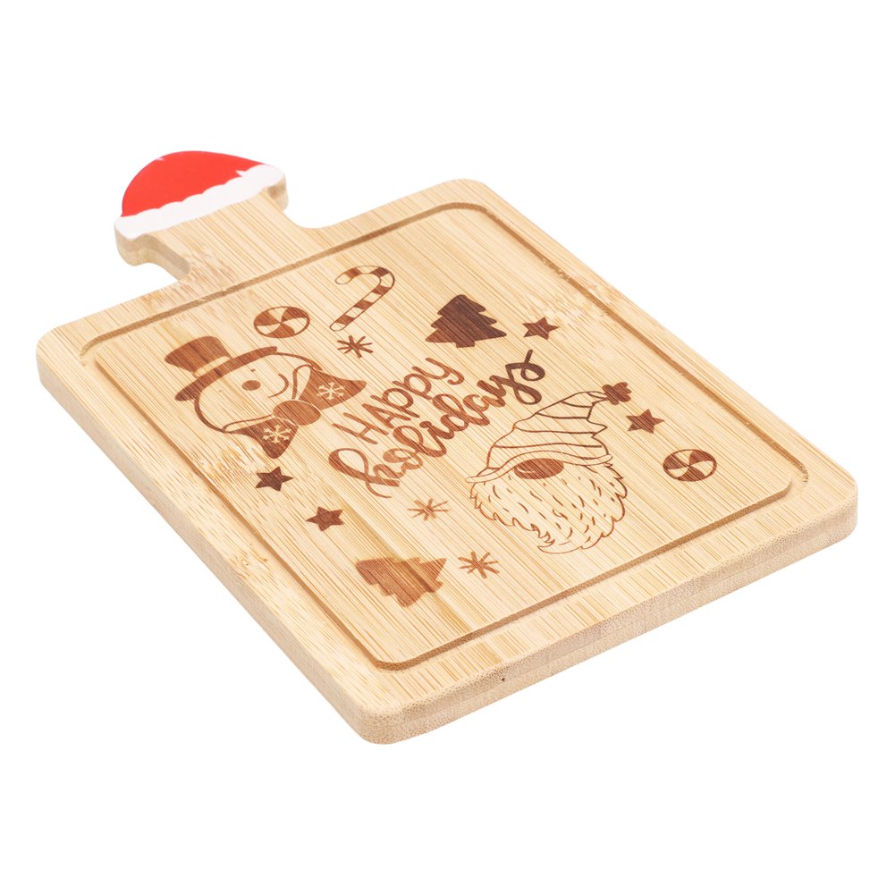 Tagliere vassoio in bambù con incisione natalizia 19x11 cm – 1 pezzo, design assortito 1
