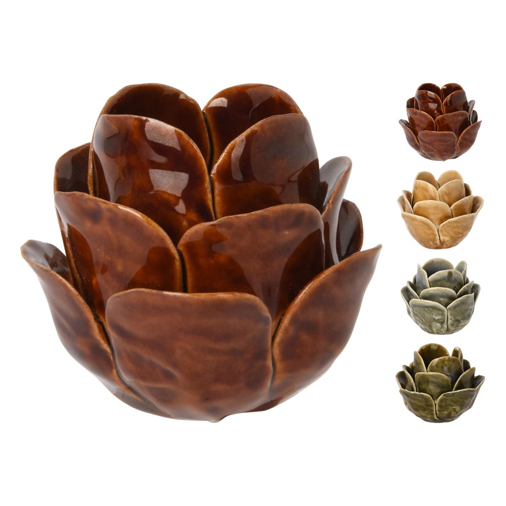 Portacandela in porcellana a forma di fiore smaltato 8,7 cm – 1 pezzo, colore assortito 1