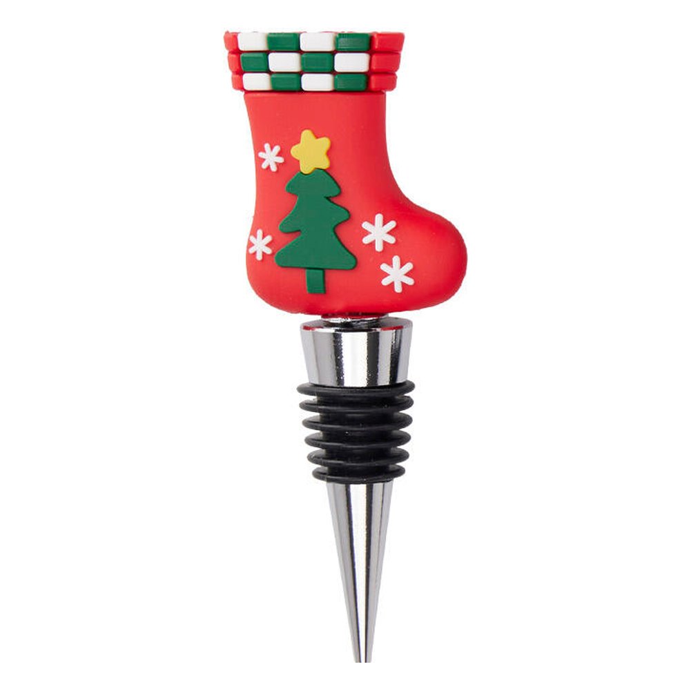 Tappo per bottiglia natalizio in alluminio e silicone – 1 pezzo, soggetto assortito 6