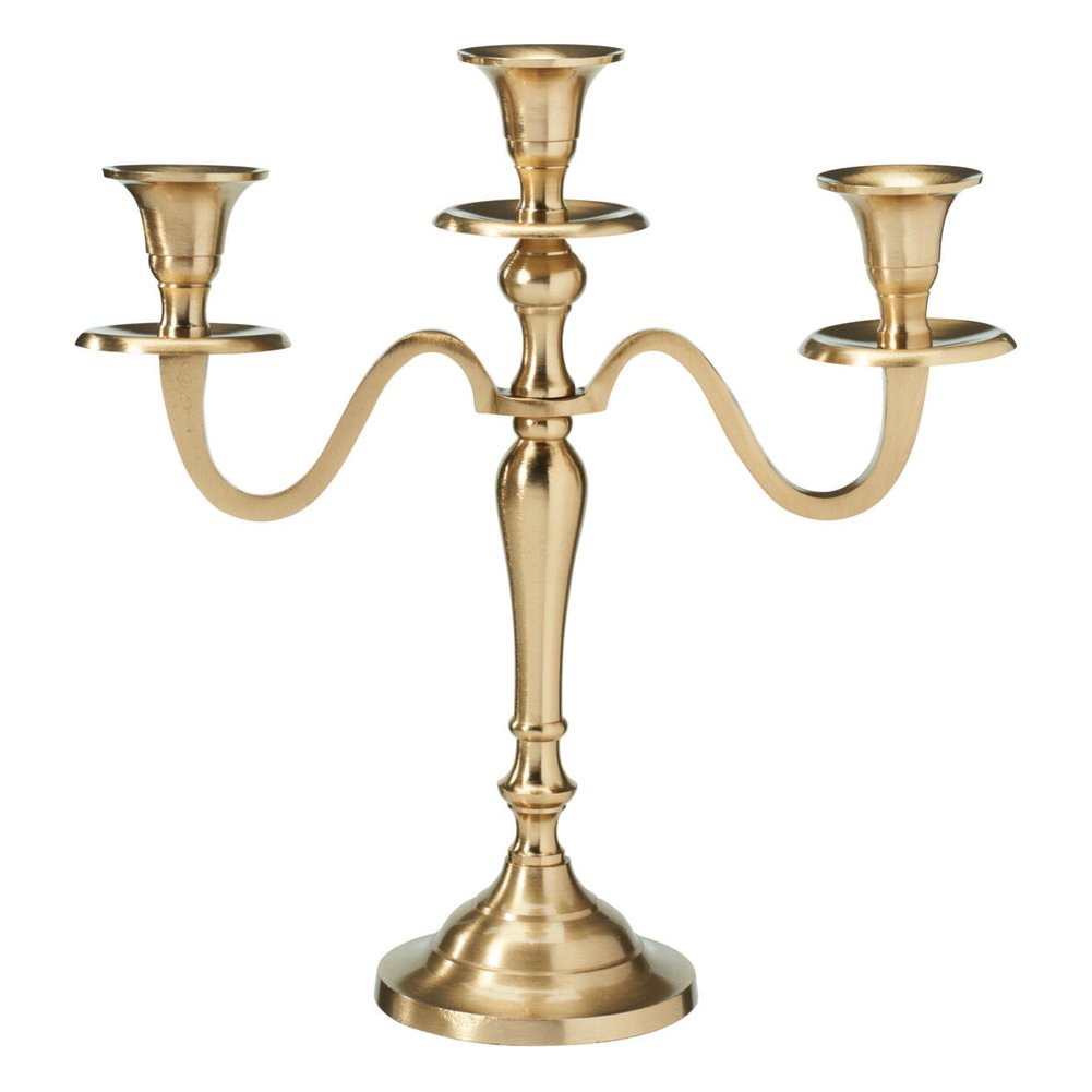 Candelabro in alluminio a 3 fiamme color oro 30 cm – 1 pezzo, design assortito 2