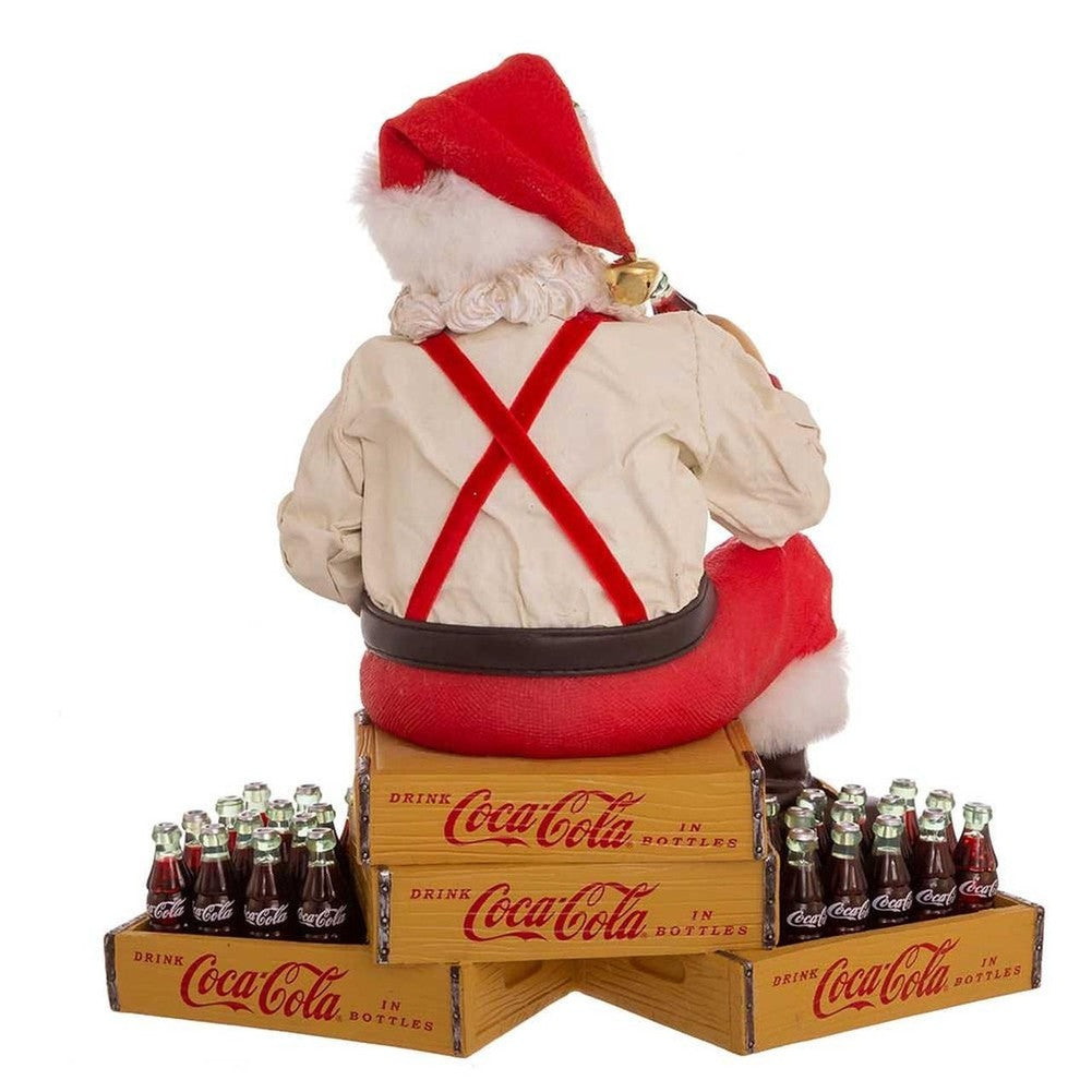 Figura da collezione Babbo Natale seduto sulle casse Coca-Cola 22,9 cm 4