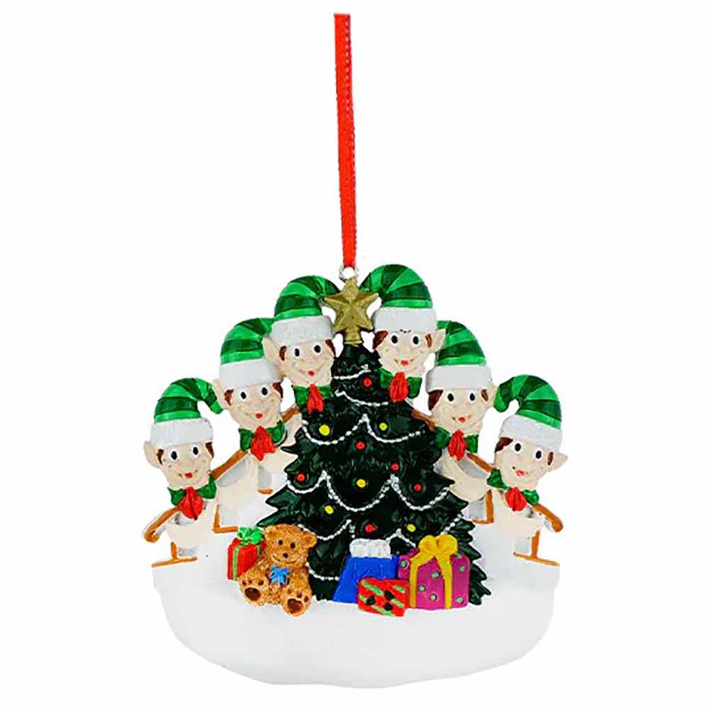 Pendente personalizzabile sei elfetti con Albero di Natale e regali Elfidea 1