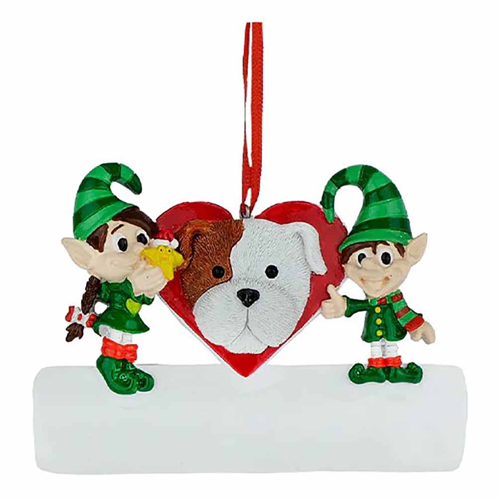 Pendente personalizzabile Elfetto e Elfetta con English Bull Dog Elfidea 1