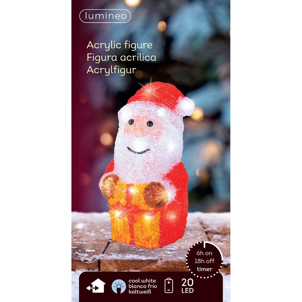 Soggetto luminoso a batteria Babbo Natale, pupazzo di neve o renna 19cm per esterno 1pezzo 2