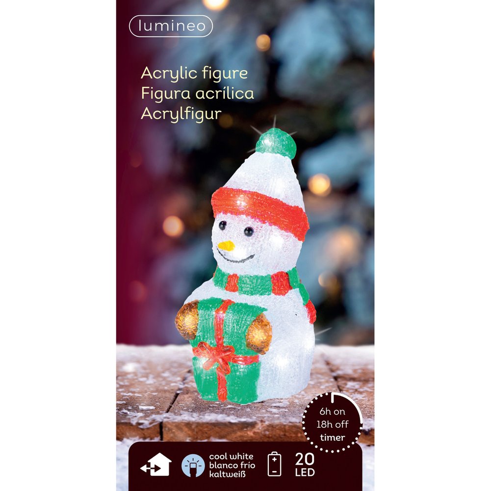 Soggetto luminoso a batteria Babbo Natale, pupazzo di neve o renna 19cm per esterno 1pezzo 3