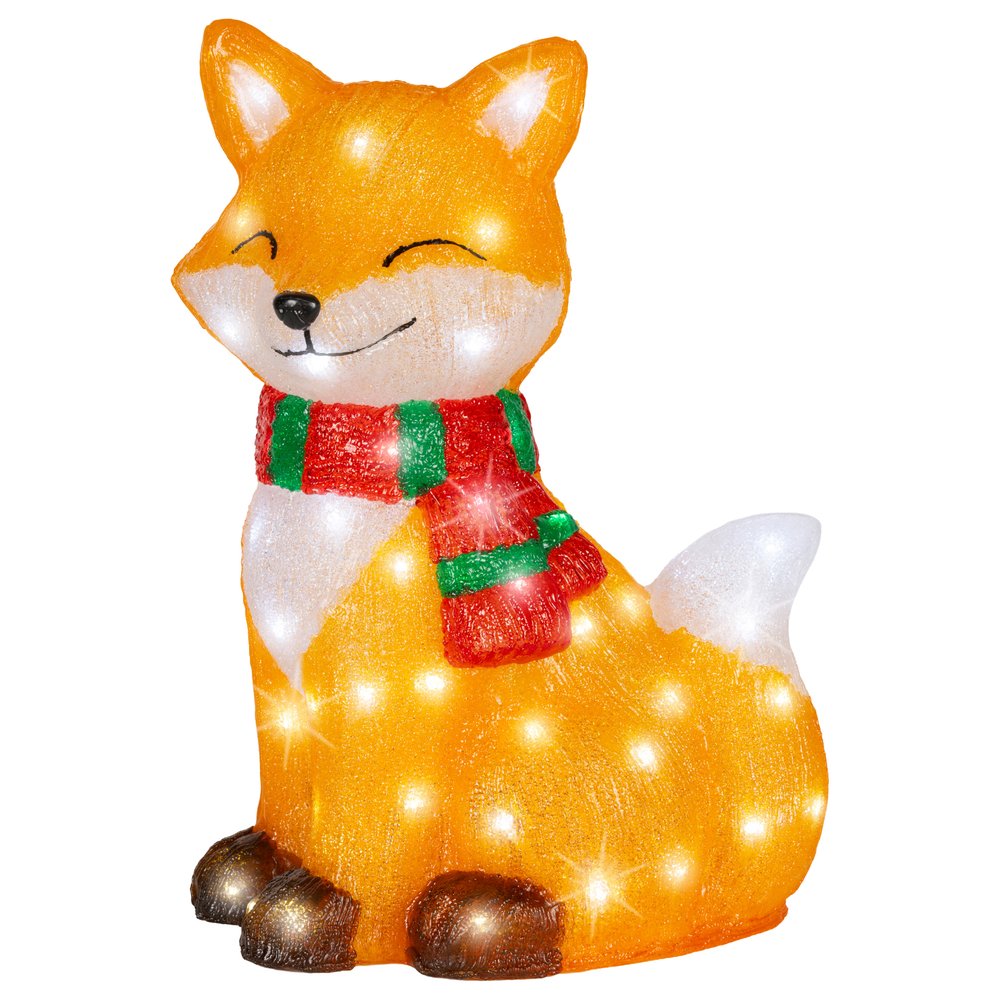 Volpe con sciarpa, luminoso a LED in acrilico, multicolore, per esterno, 49cm 2