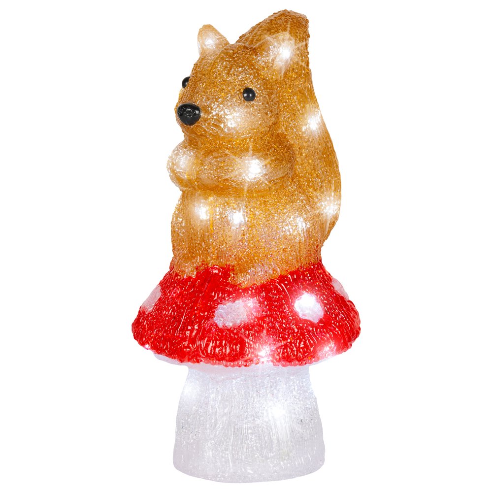 Scoiattolo su fungo, luminoso a LED in acrilico, multicolore, per esterno, 24,8cm 2