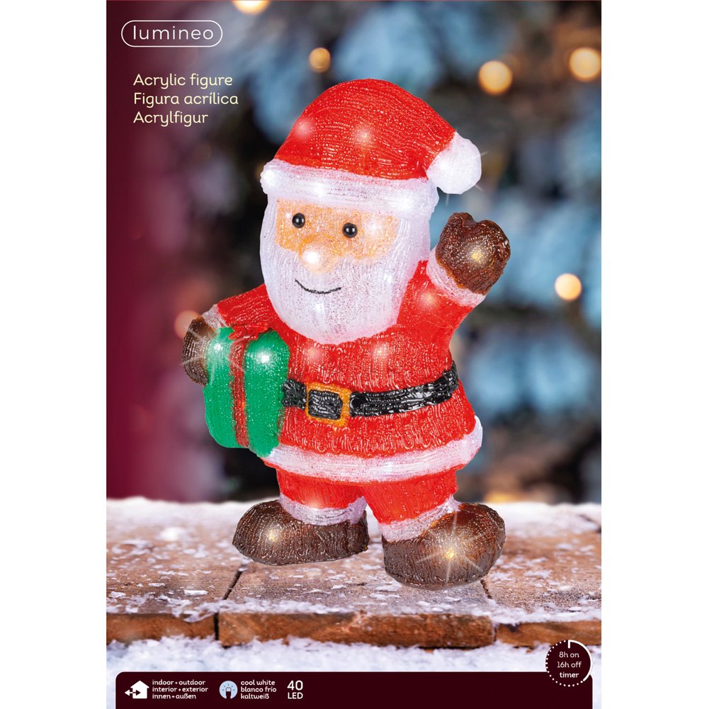 Babbo Natale luminoso con regalo 39cm per esterno 1