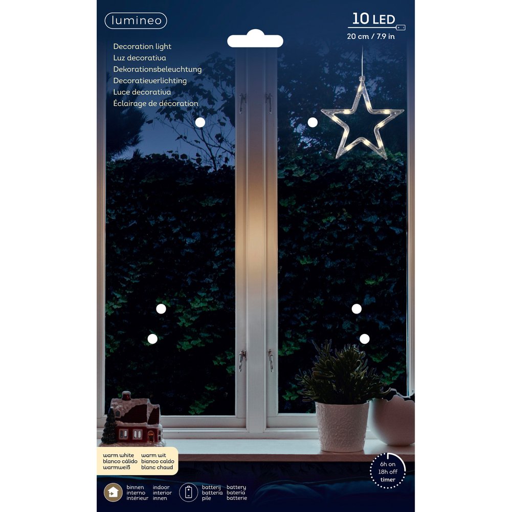 Stella luminosa a batteria bianco caldo 17cm per interno 1