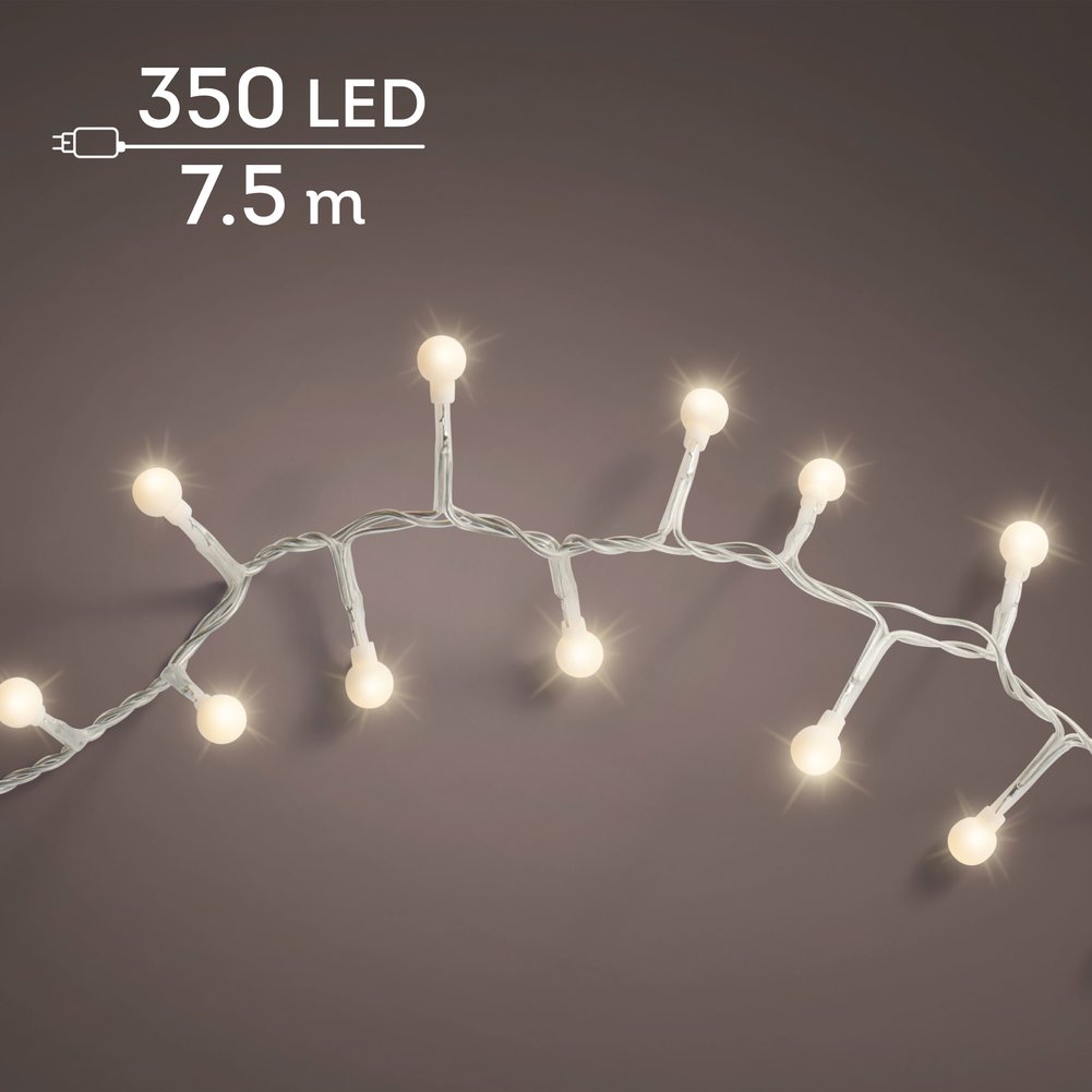 Filo di luci 350 LED ciliegia in rame, effetto twinkle 8 funzioni, cavi trasparente 7,5 m per esterno 4