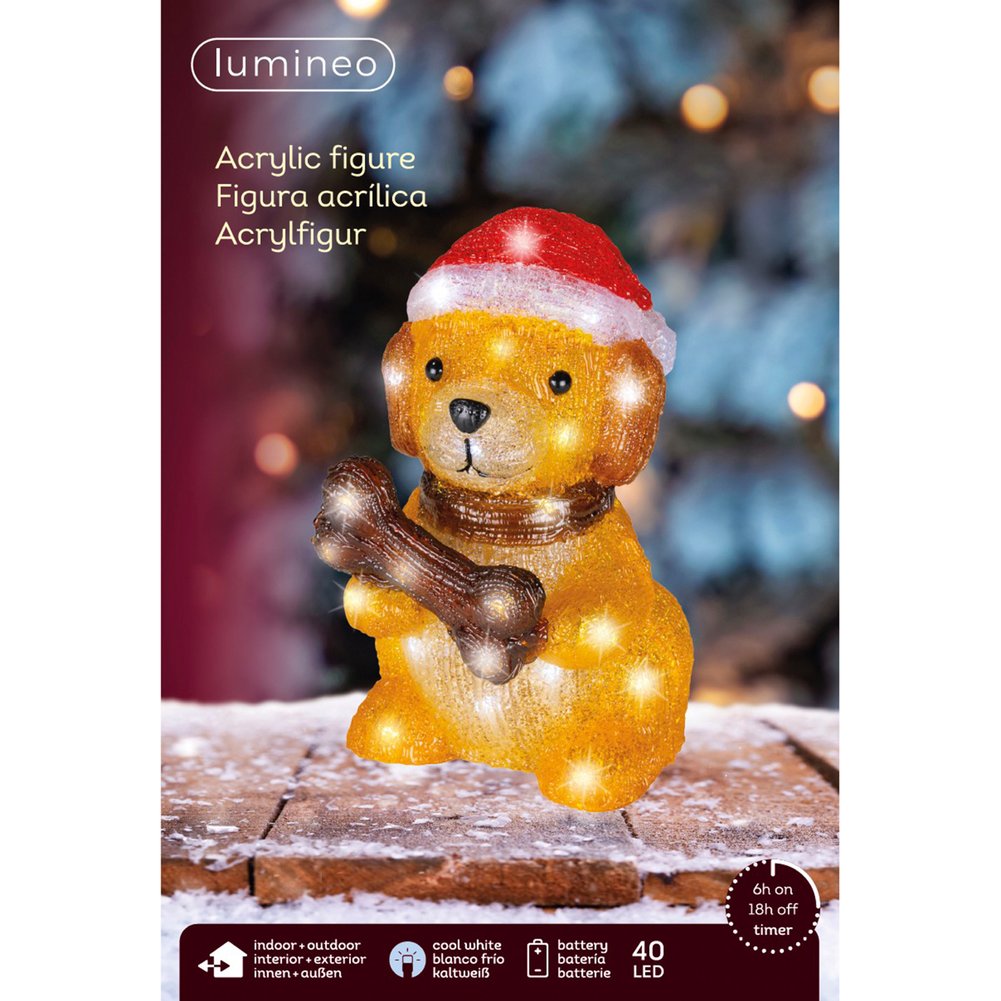 Cane luminoso a batteria con osso 40 led 27cm per esterno 1