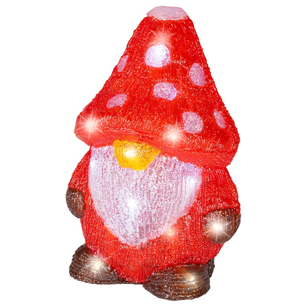 Gnomo luminoso con cappello a fungo, 20 LED in acrilico, 25 cm per esterno 2