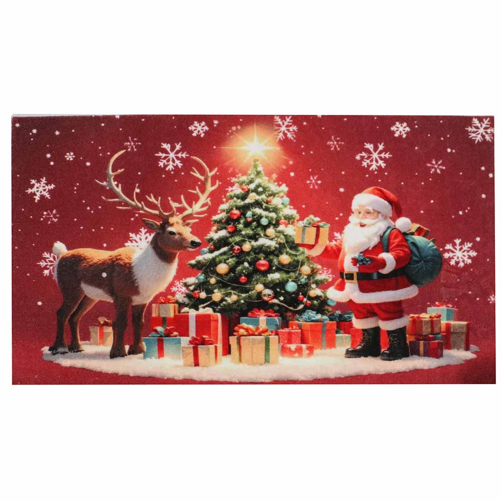 Zerbino Natalizio con Babbo Natale, Renna e Albero 76x43cm 1