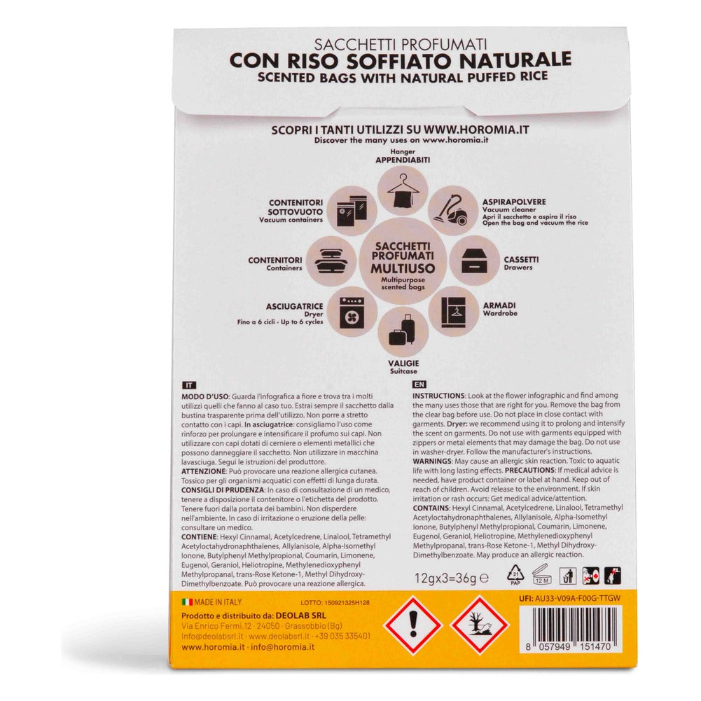 Sacchetti Profumati Multiuso Horomia Vaniglia e Mirra 3x12 g 3