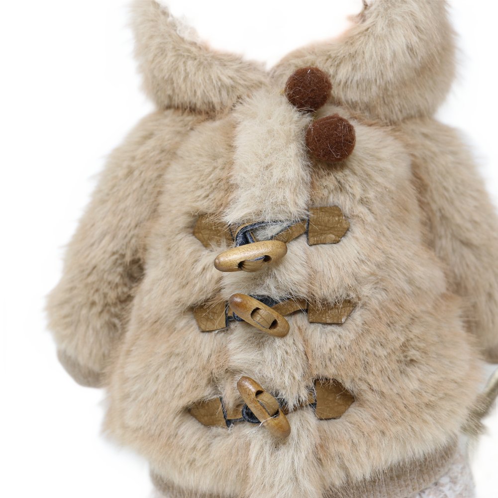 Bambino di Natale con giubbotto in pelliccia sintetica tortora We Love Christmas 50 cm 3